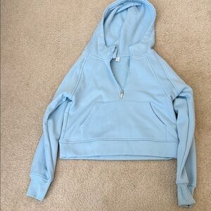 Light Blue Women's Cropped Hoodie Scuba Dupe